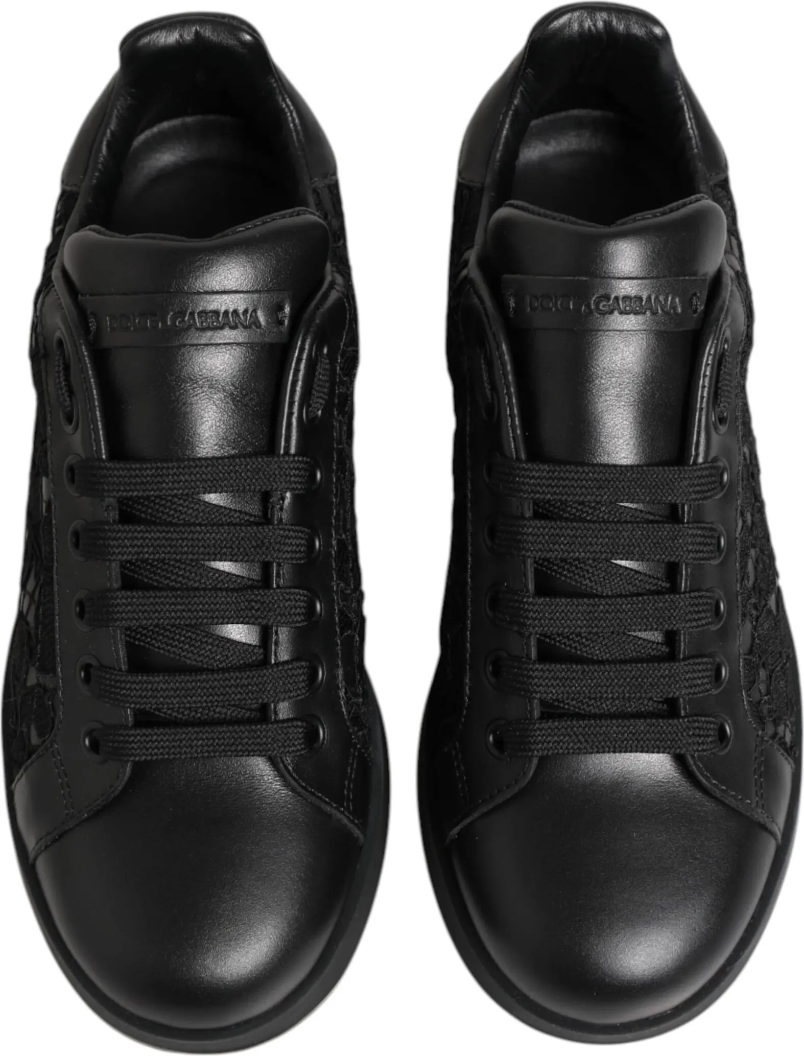 Черные низкие кроссовки Dolce & Gabbana с цветочным кружевом