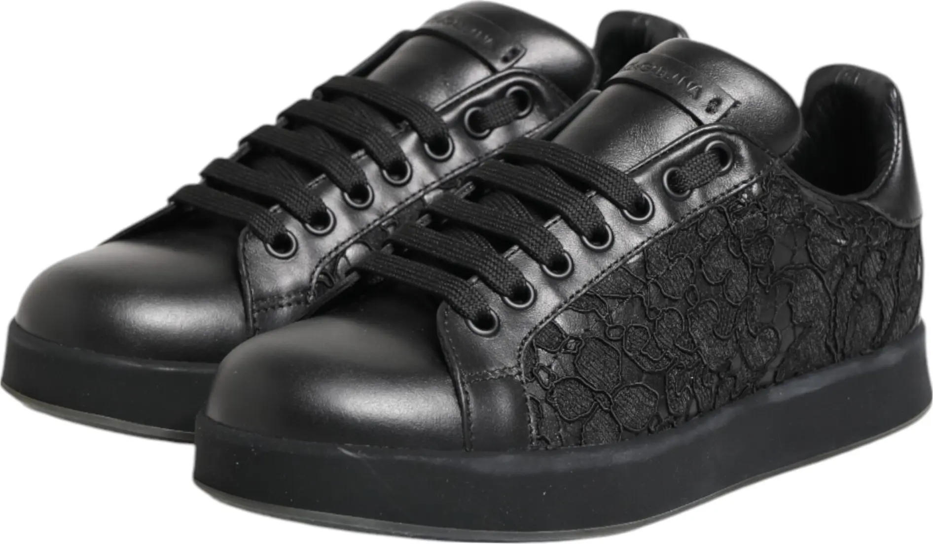 Черные низкие кроссовки Dolce & Gabbana с цветочным кружевом