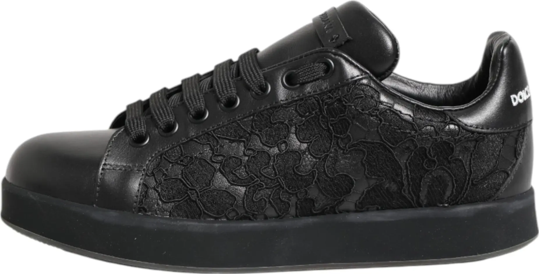 Черные низкие кроссовки Dolce & Gabbana с цветочным кружевом