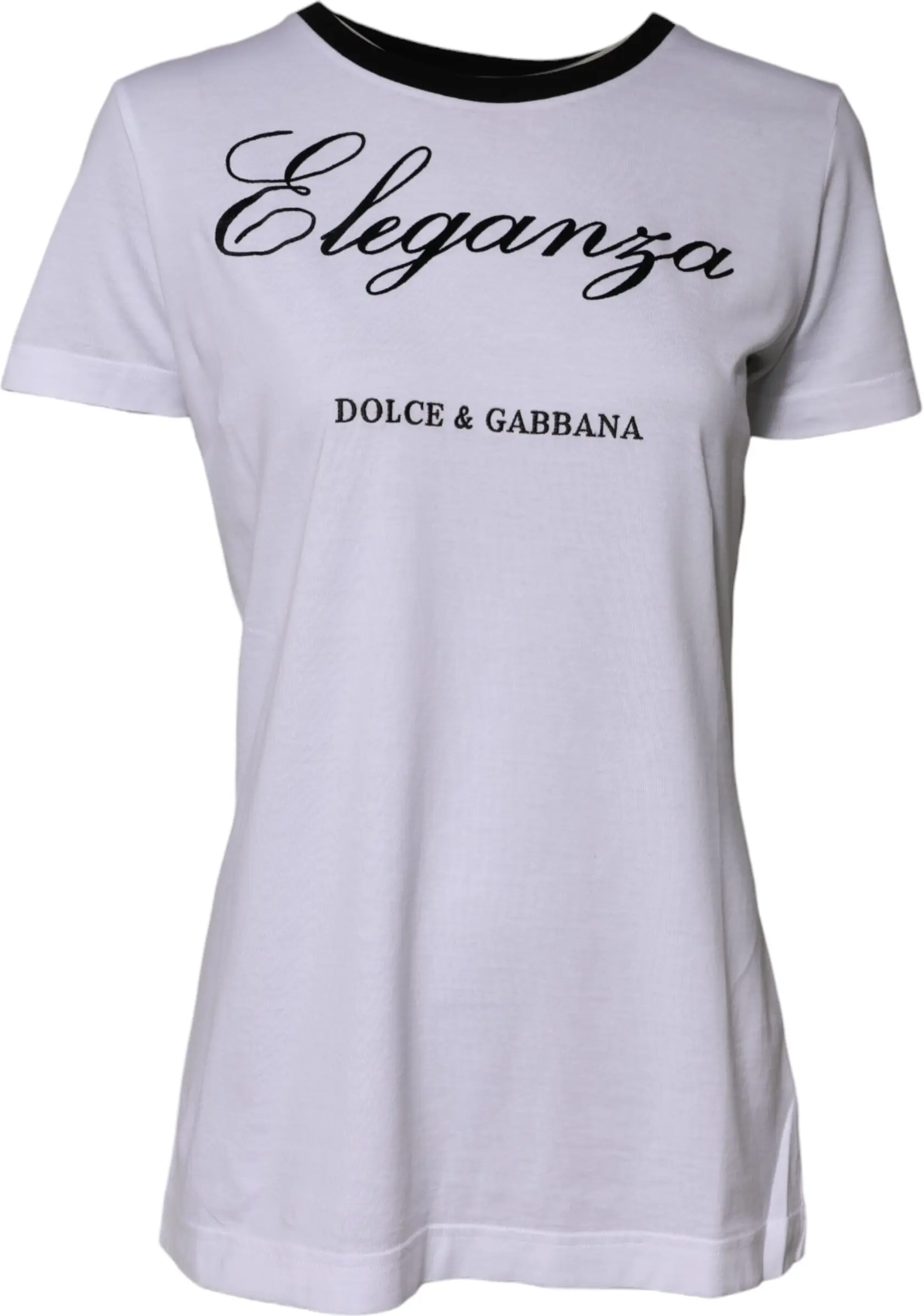 Белая элегантная хлопковая футболка с круглым вырезом Dolce & Gabbana