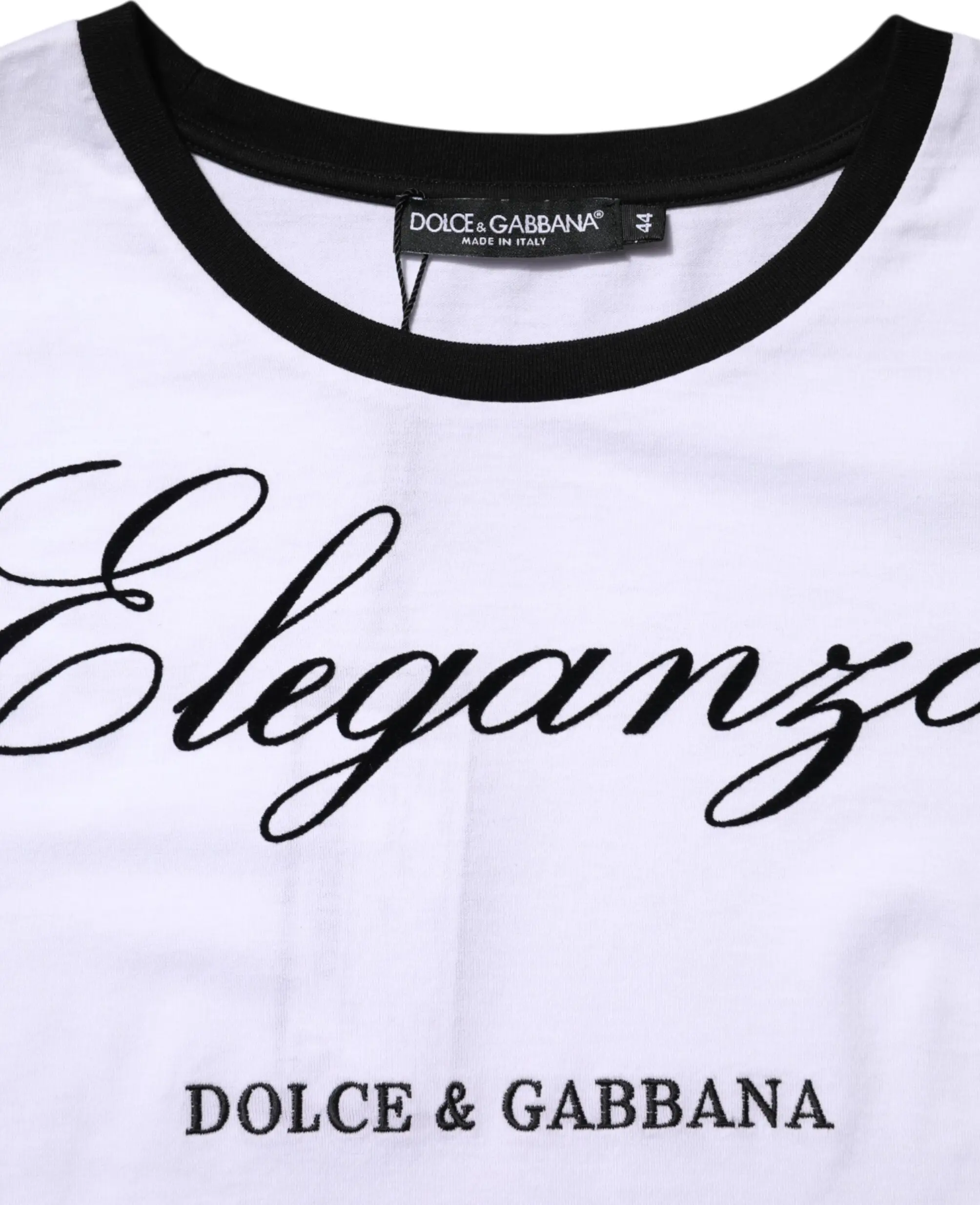 Белая элегантная хлопковая футболка с круглым вырезом Dolce & Gabbana