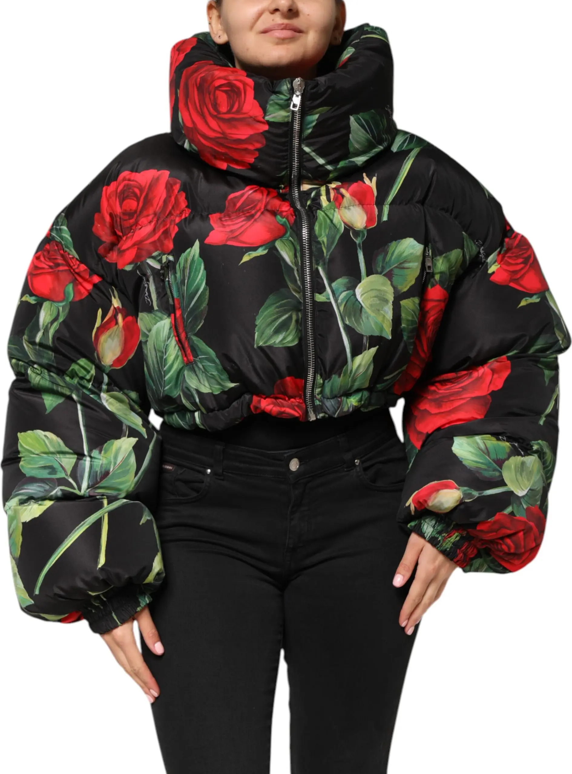 Multicolor Floral Puffer Coat Jacket Dolce & Gabbana