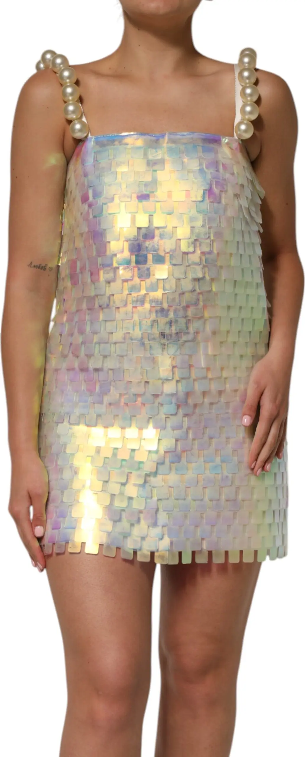 Multicolor Sequin Holographic Mini Dress Dolce & Gabbana