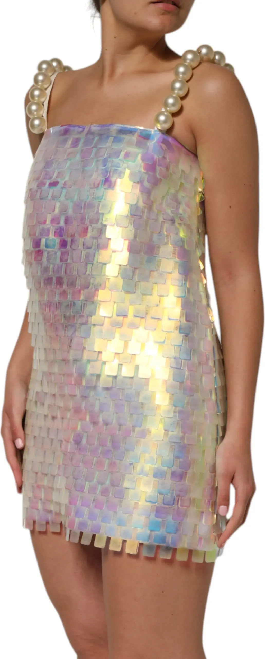 Multicolor Sequin Holographic Mini Dress Dolce & Gabbana