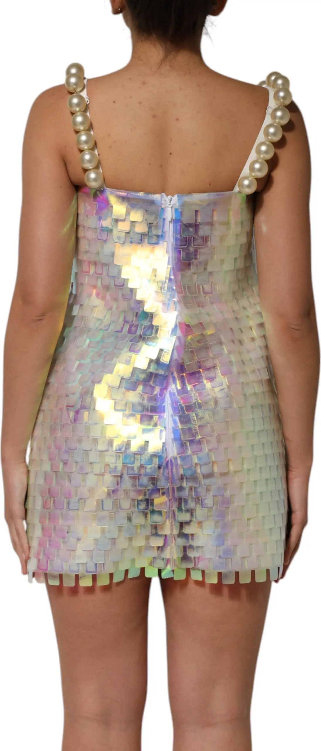 Multicolor Sequin Holographic Mini Dress Dolce & Gabbana