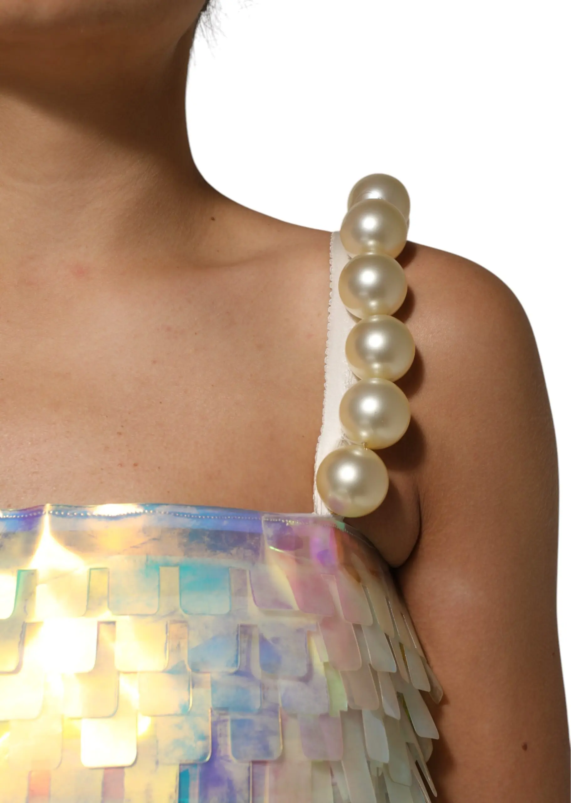 Multicolor Sequin Holographic Mini Dress Dolce & Gabbana