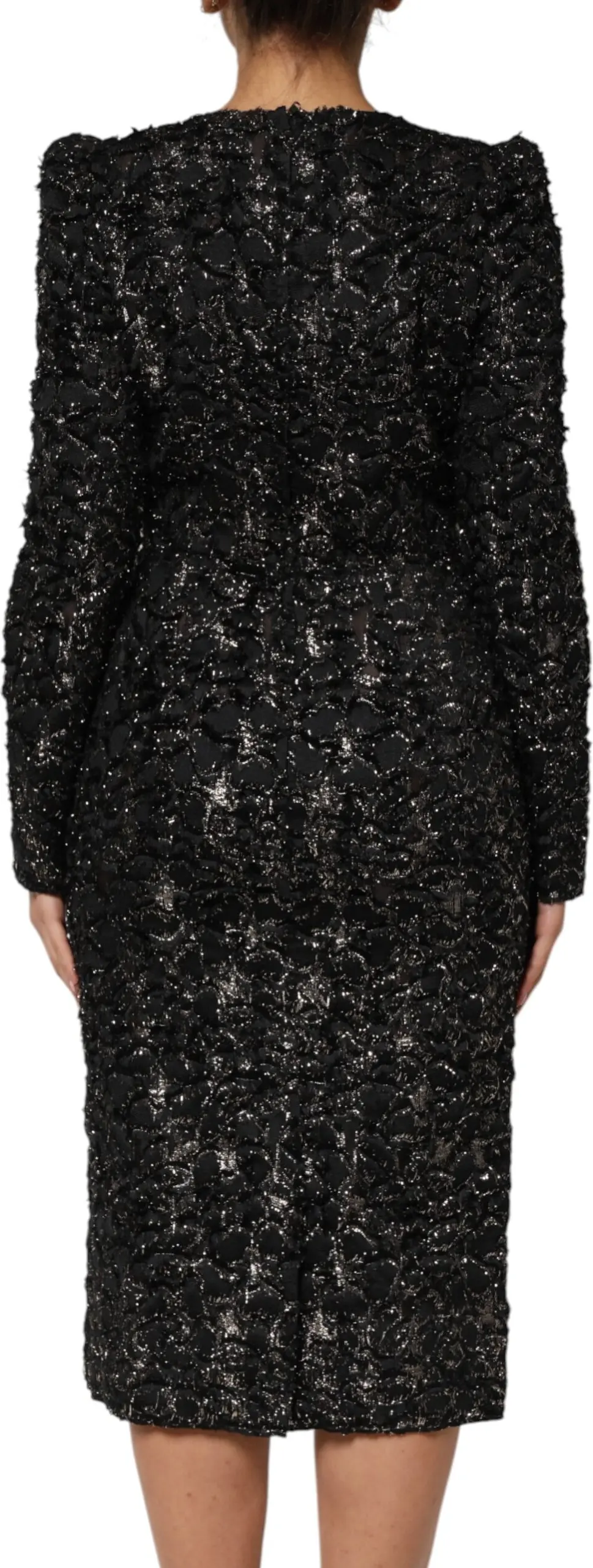 Платье Dolce & Gabbana черное с пайетками из буклированного твида, футляр