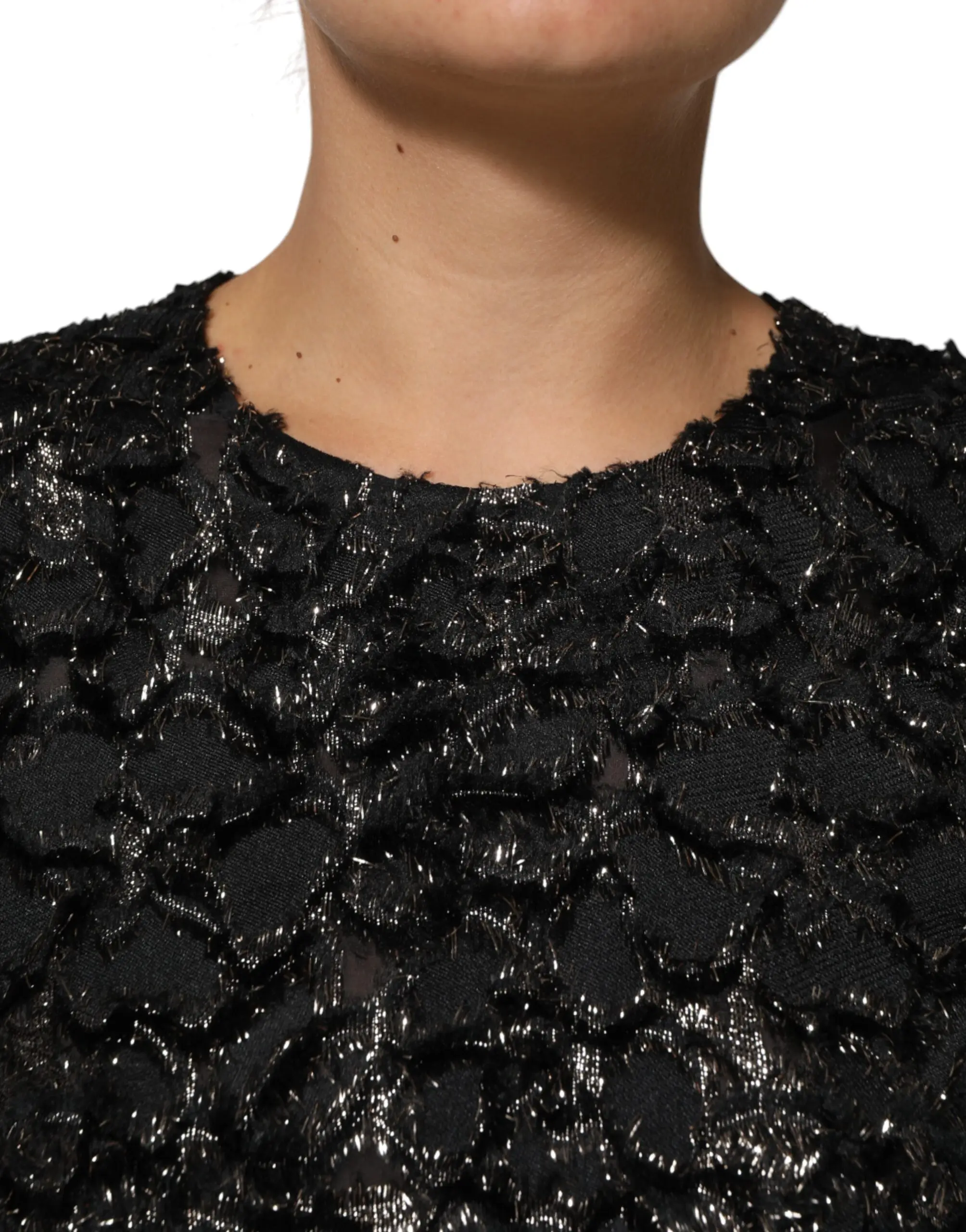 Платье Dolce & Gabbana черное с пайетками из буклированного твида, футляр