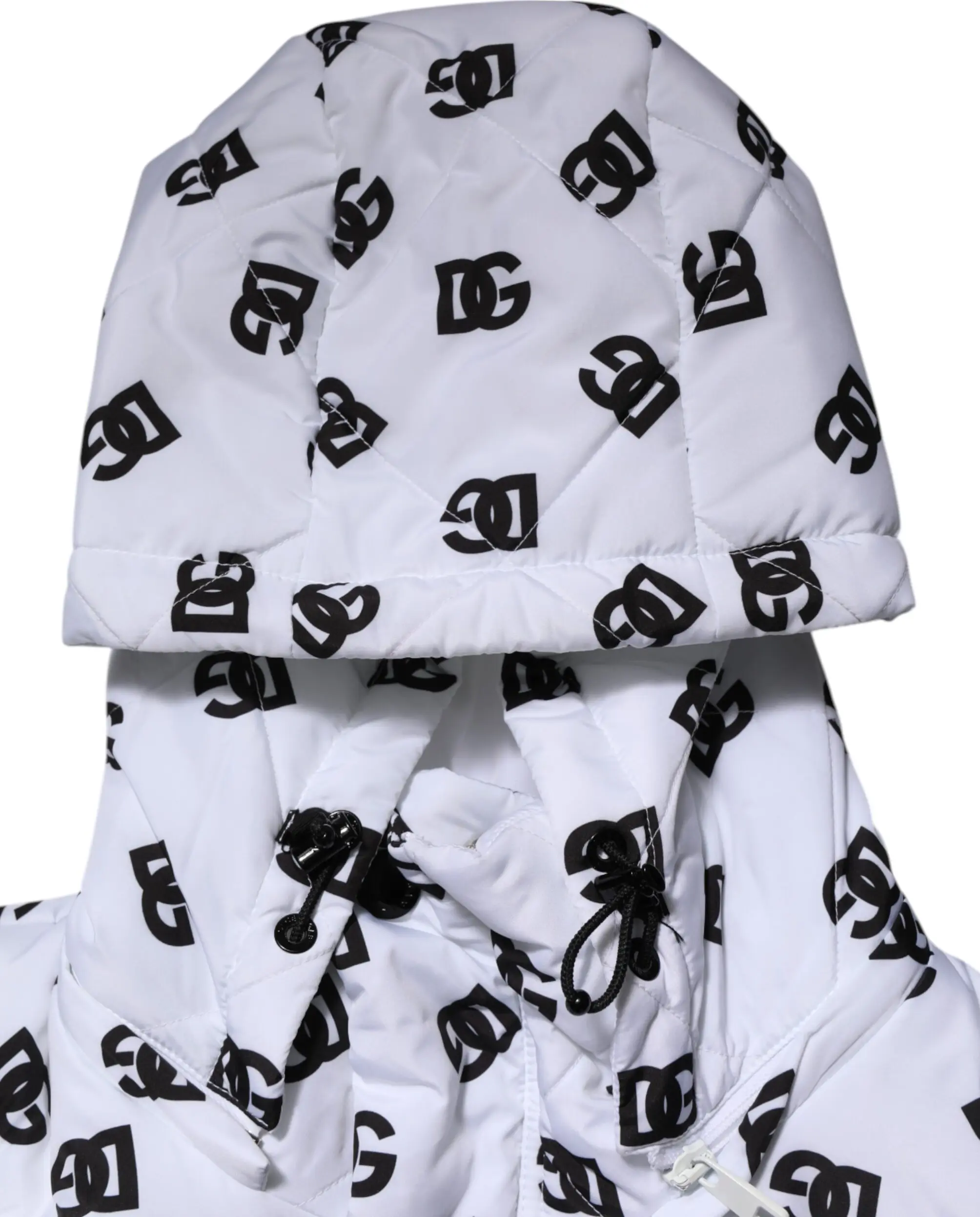 White DG Monogram Hooded Quilted Jacket Dolce & Gabbana