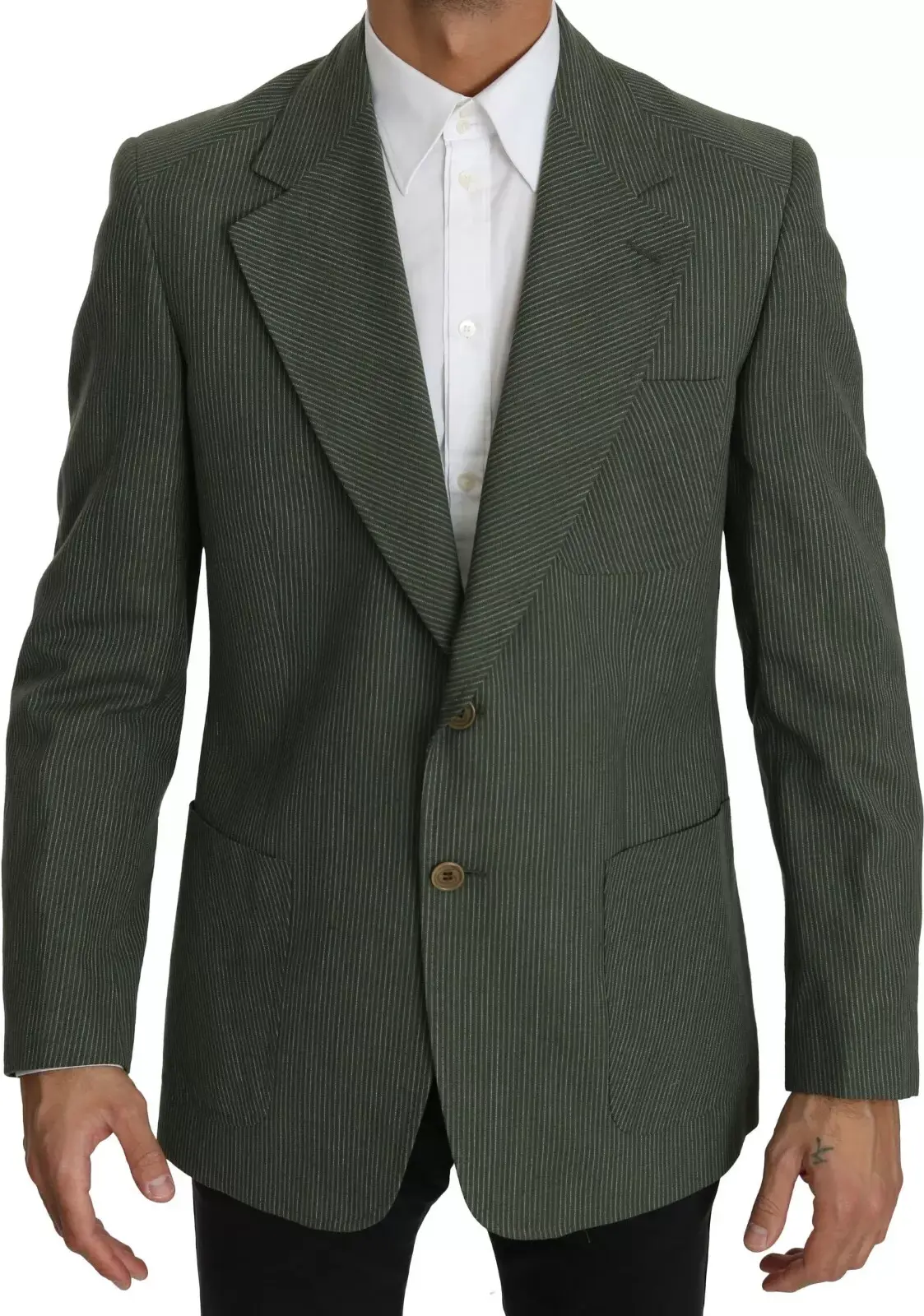 Blazer Romeo Gigli Green Linen Blazer One Piece Single Breasted Jacket