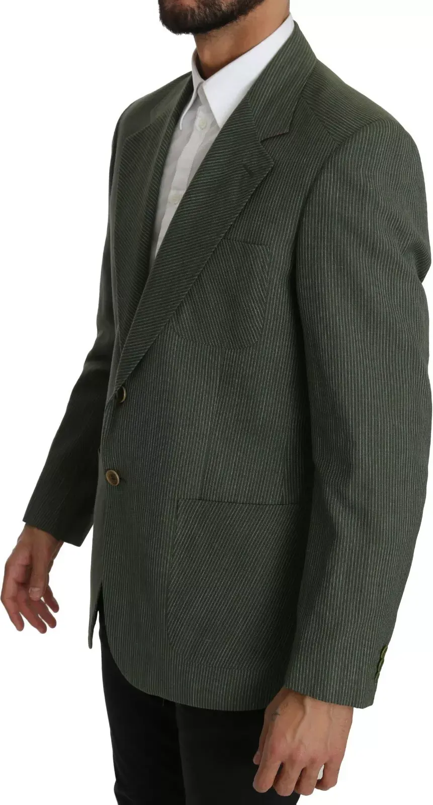 Blazer Romeo Gigli Green Linen Blazer One Piece Single Breasted Jacket