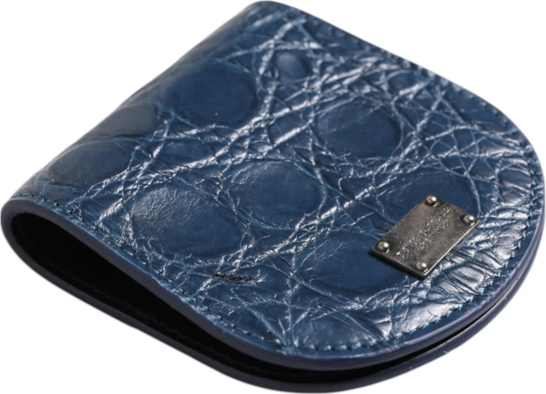 Pocket Wallet Dolce & Gabbana Blue Exotic Skin Coin Condom Case Holder