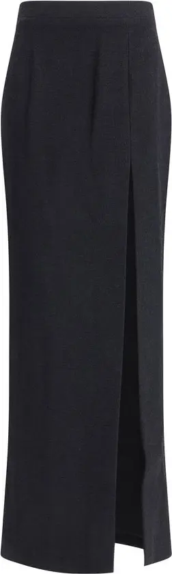 Skirt Alessandra Rich Black Fleece Wool Long Skirt