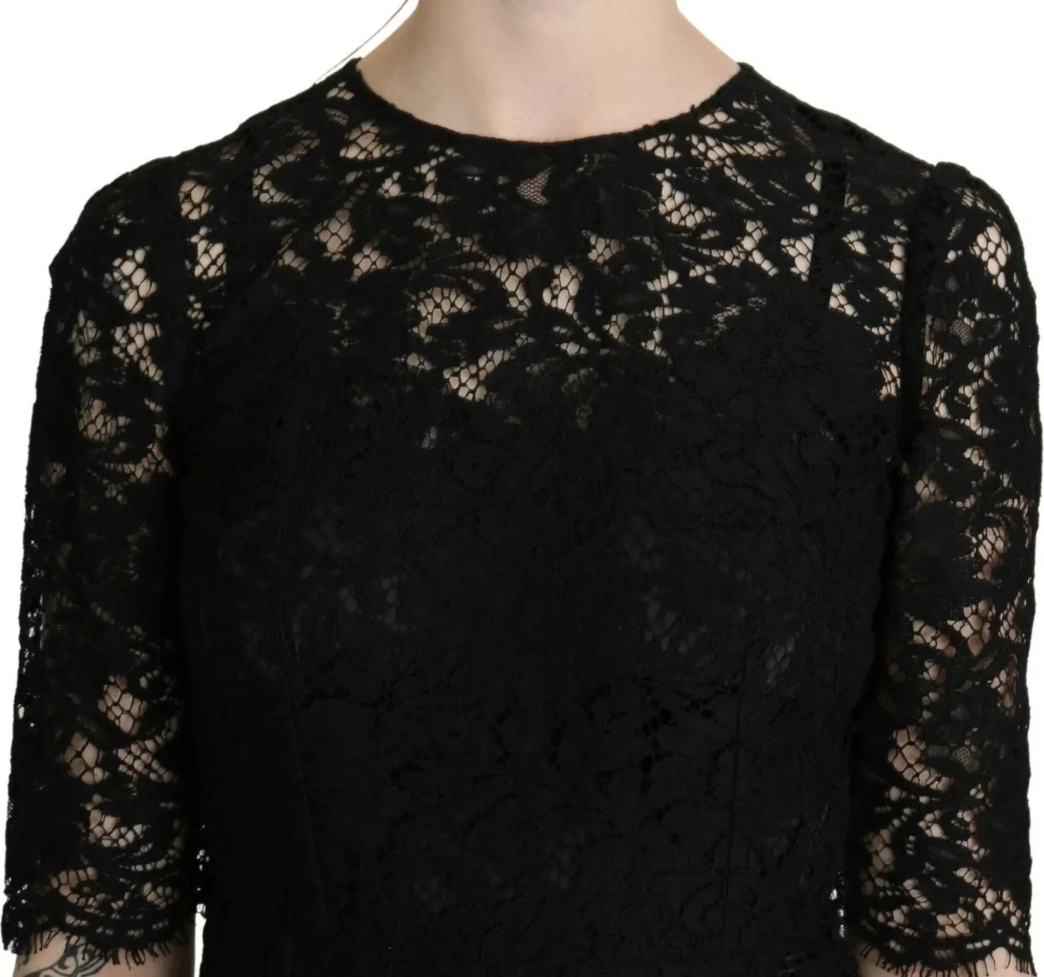 Dolce & Gabbana Qora Gull Gulli Dantel Datli Kiyim Ko'ylak