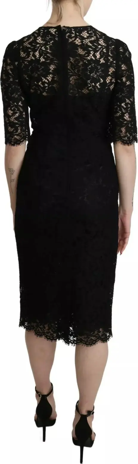 Dolce & Gabbana Qora Gull Gulli Dantel Datli Kiyim Ko'ylak