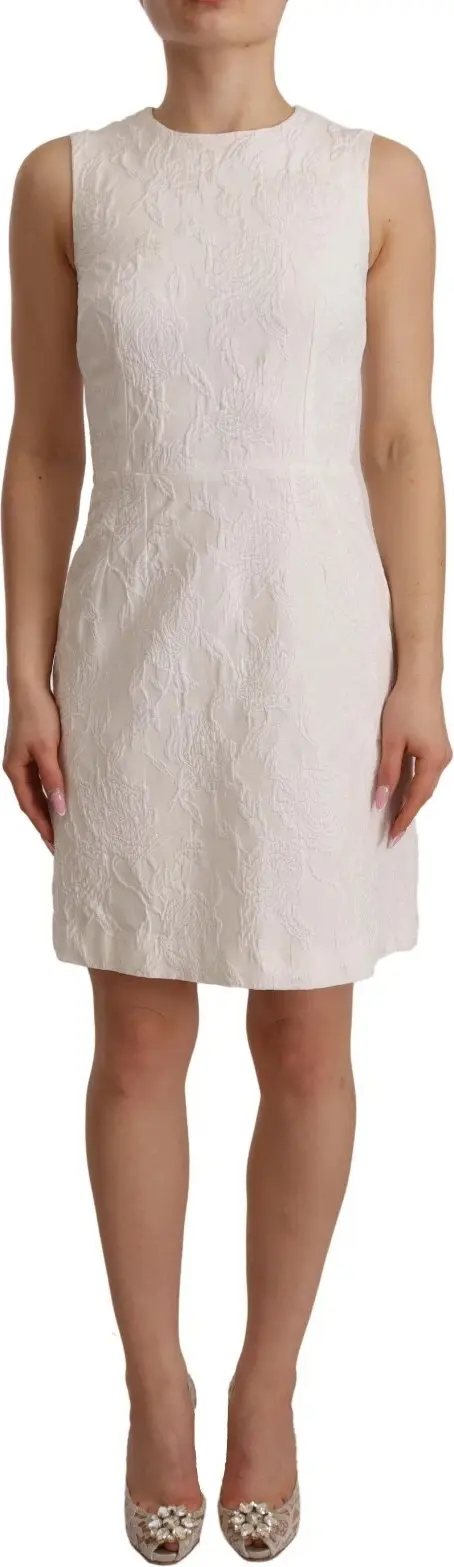 Oq gulli yengsiz Sheath Mini Ko'ylak Dolce & Gabbana