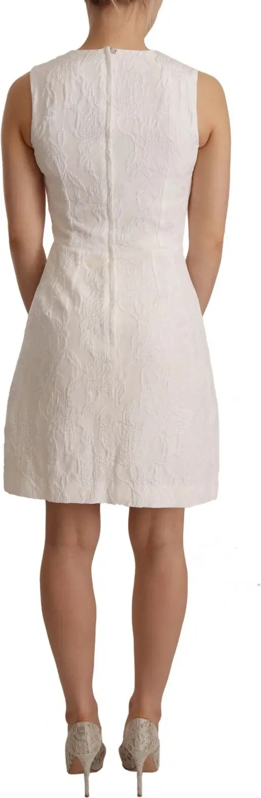 White Floral Sleeveless Sheath Mini Dress Dolce & Gabbana
