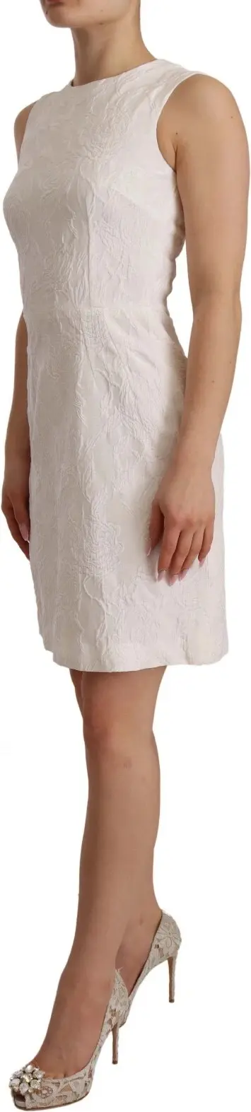 White Floral Sleeveless Sheath Mini Dress Dolce & Gabbana