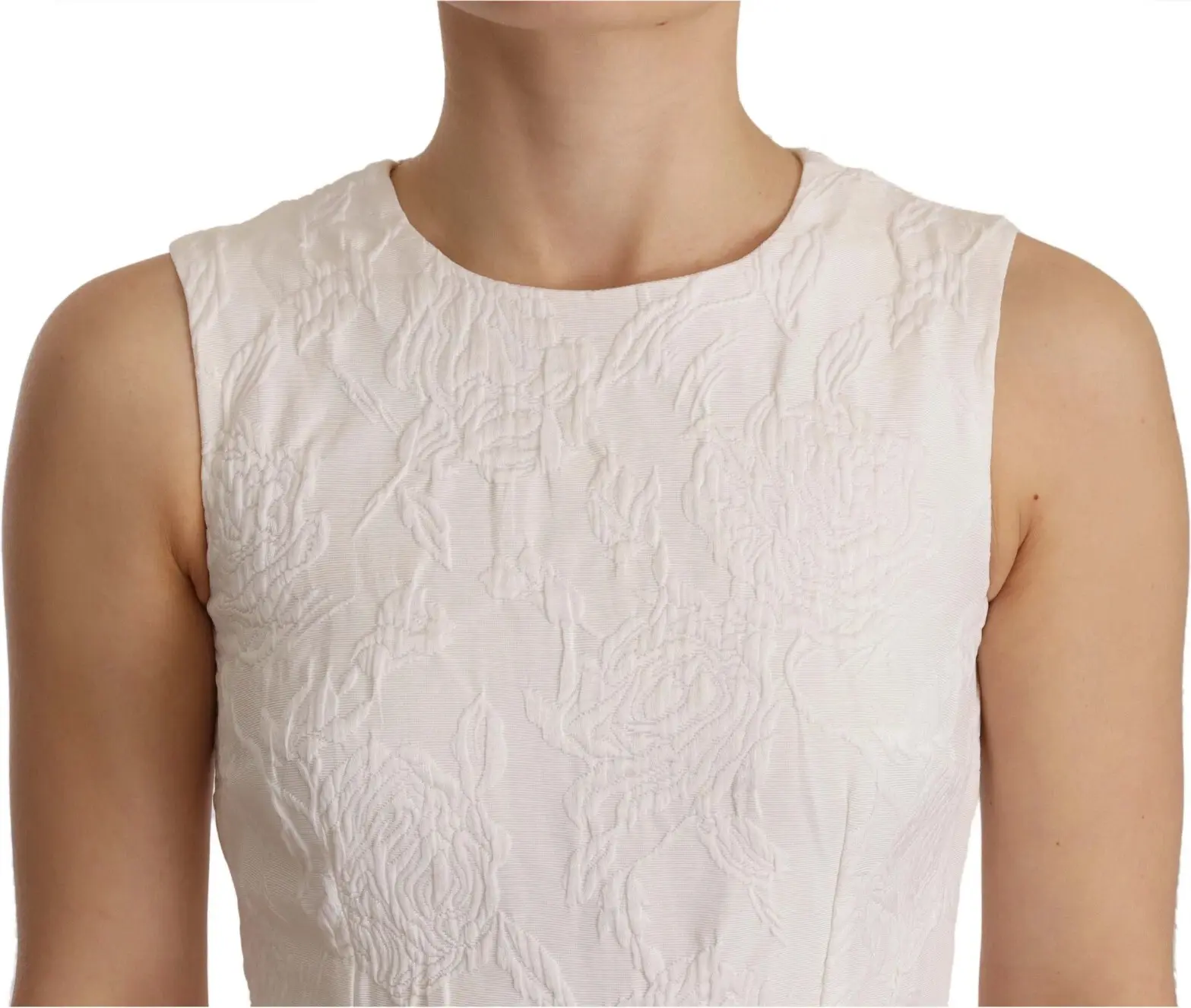 White Floral Sleeveless Sheath Mini Dress Dolce & Gabbana