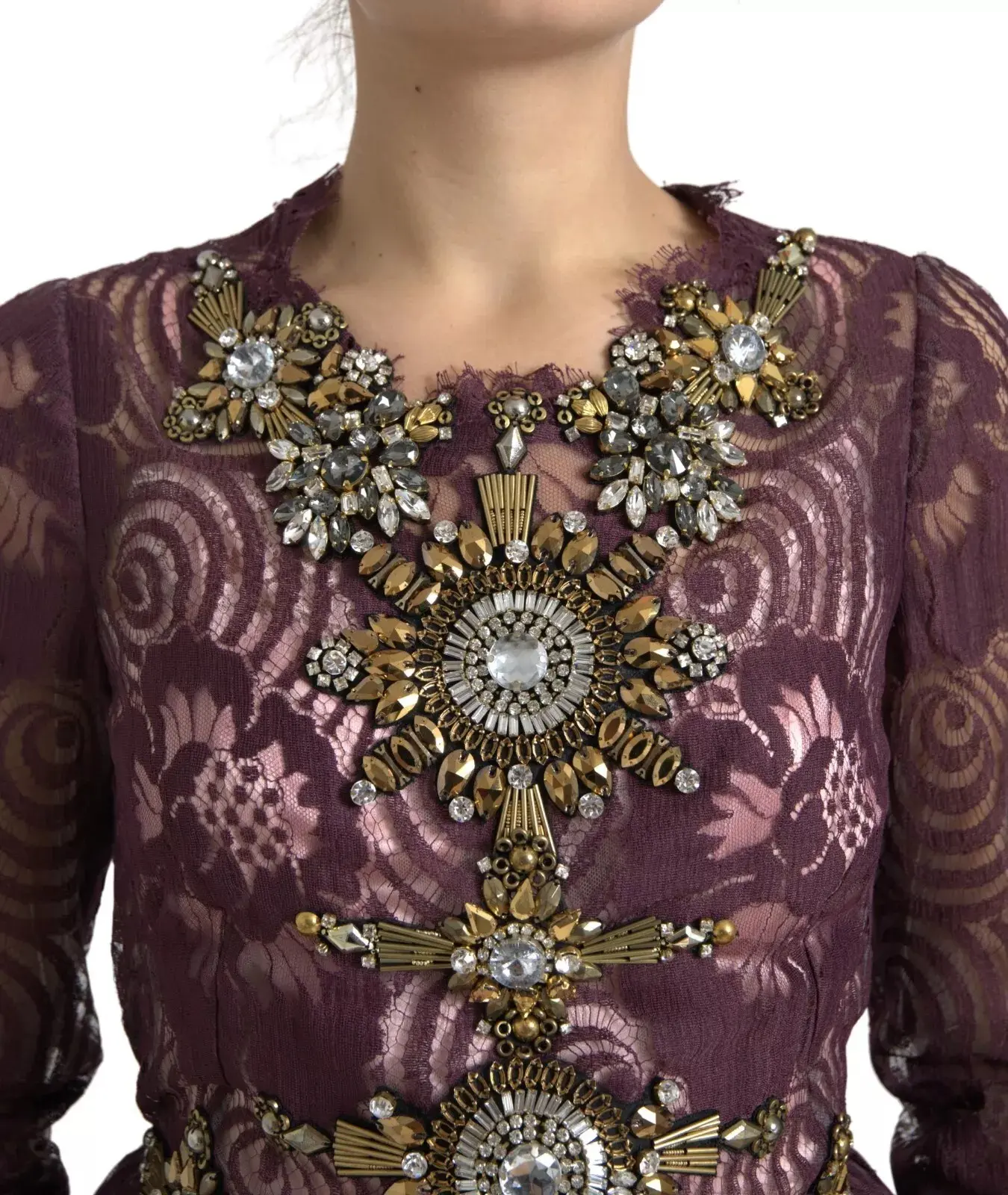 Фиолетовое платье-макси Dolce & Gabbana из вискозы А-силуэта