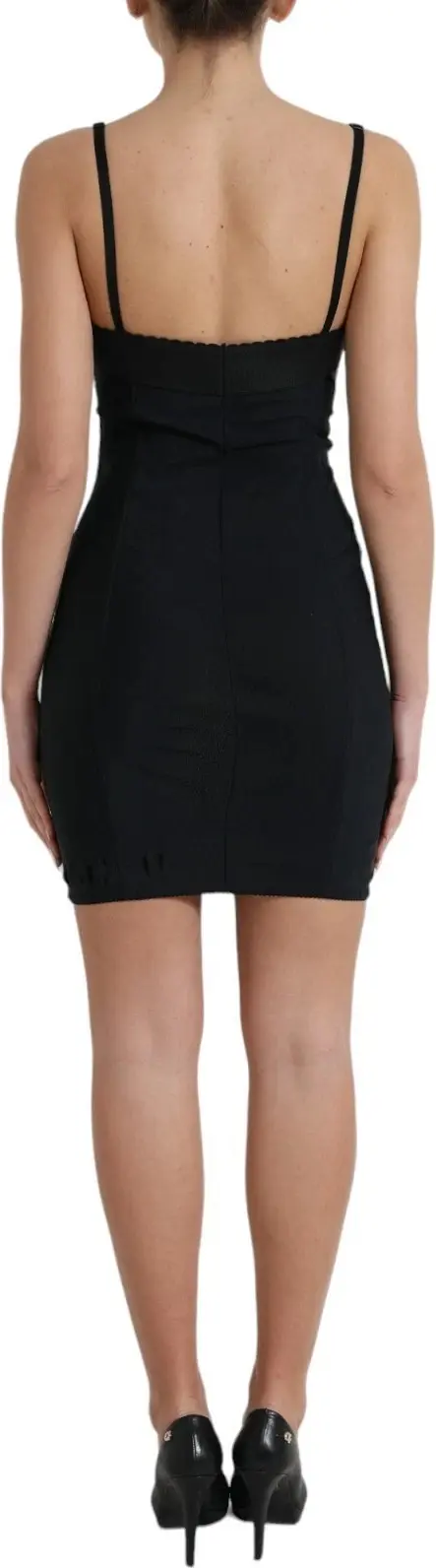 Dolce & Gabbana Black Nylon VINTAGE Korset Bustier Mini Ko'ylak