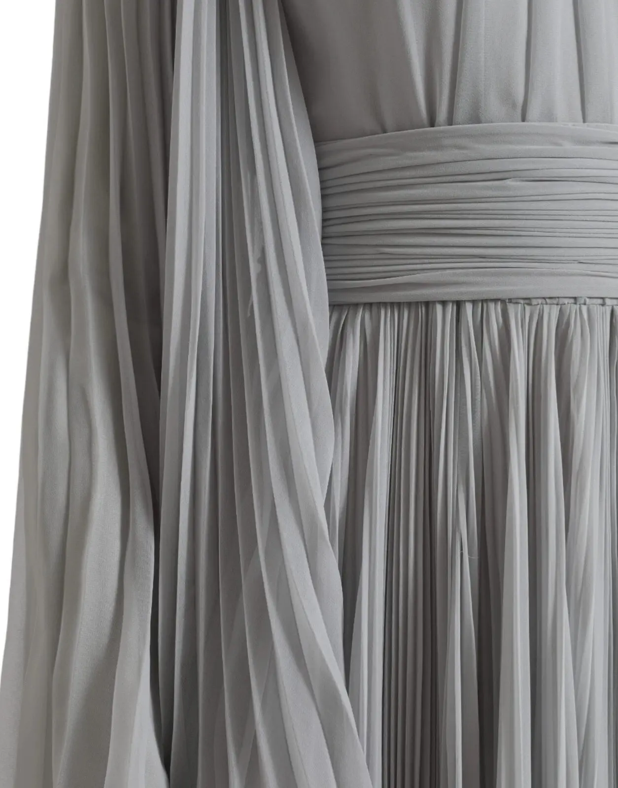 Dolce & Gabbana Light Grey Polyester Pleated Long Maxi Dress