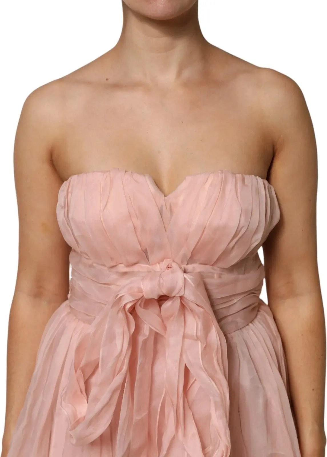 Dolce & Gabbana Pink Silk Chiffon A-line Pleated Midi Dress