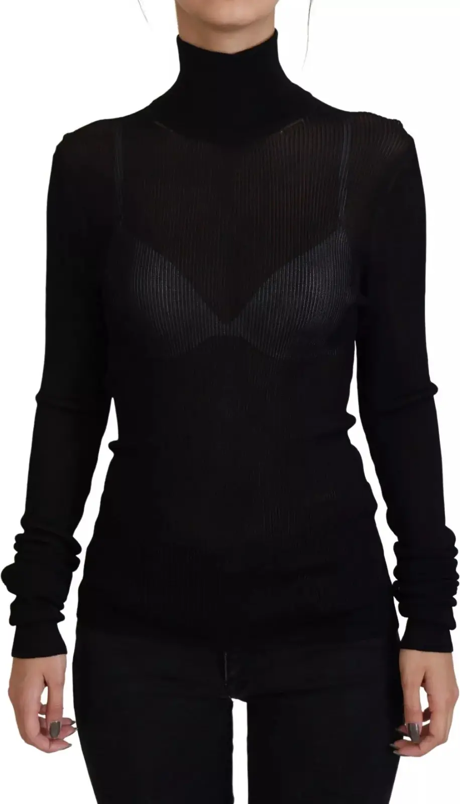 Dolce & Gabbana Qora Turtleneck Kiyilgan Kiyim Ko'ylak