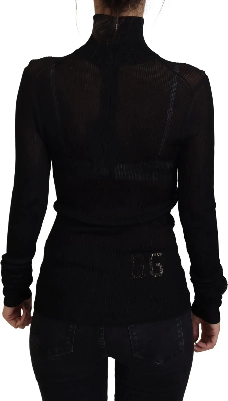 Dolce & Gabbana Qora Turtleneck Kiyilgan Kiyim Ko'ylak