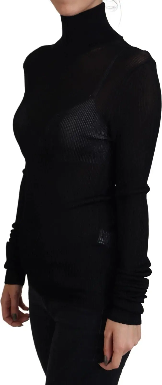 Dolce & Gabbana Qora Turtleneck Kiyilgan Kiyim Ko'ylak