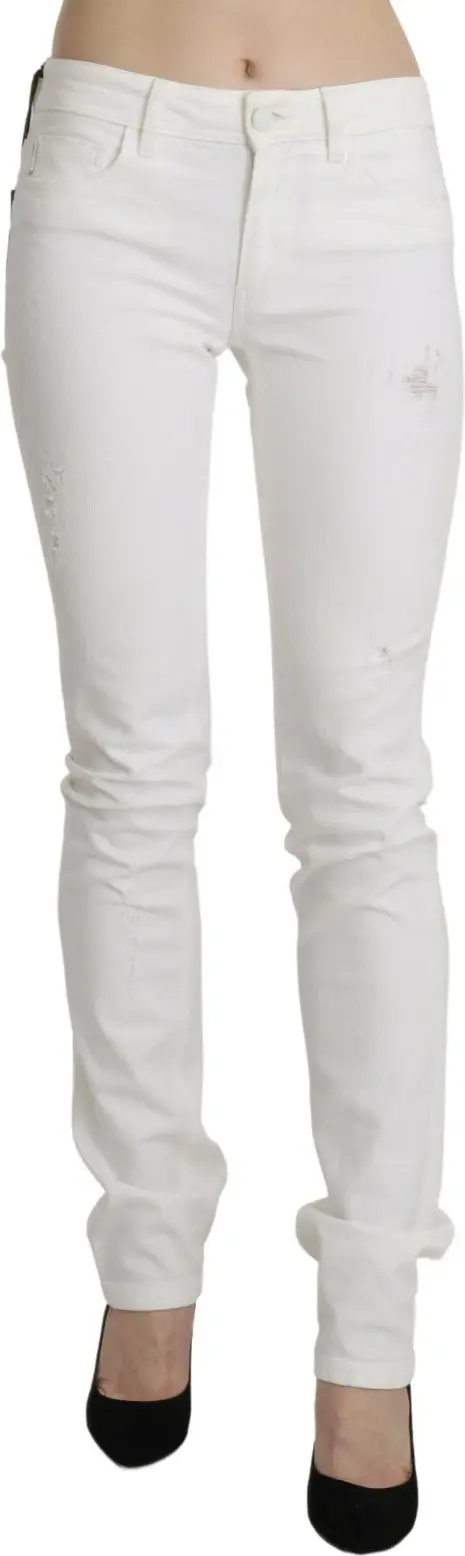 Джинсы белые хлопковые Slim Fit со средней посадкой Skinny
