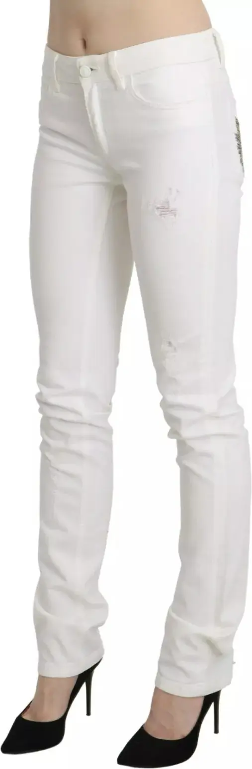 Джинсы белые хлопковые Slim Fit со средней посадкой Skinny