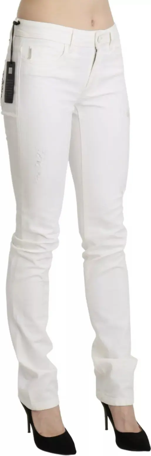 Джинсы белые хлопковые Slim Fit со средней посадкой Skinny