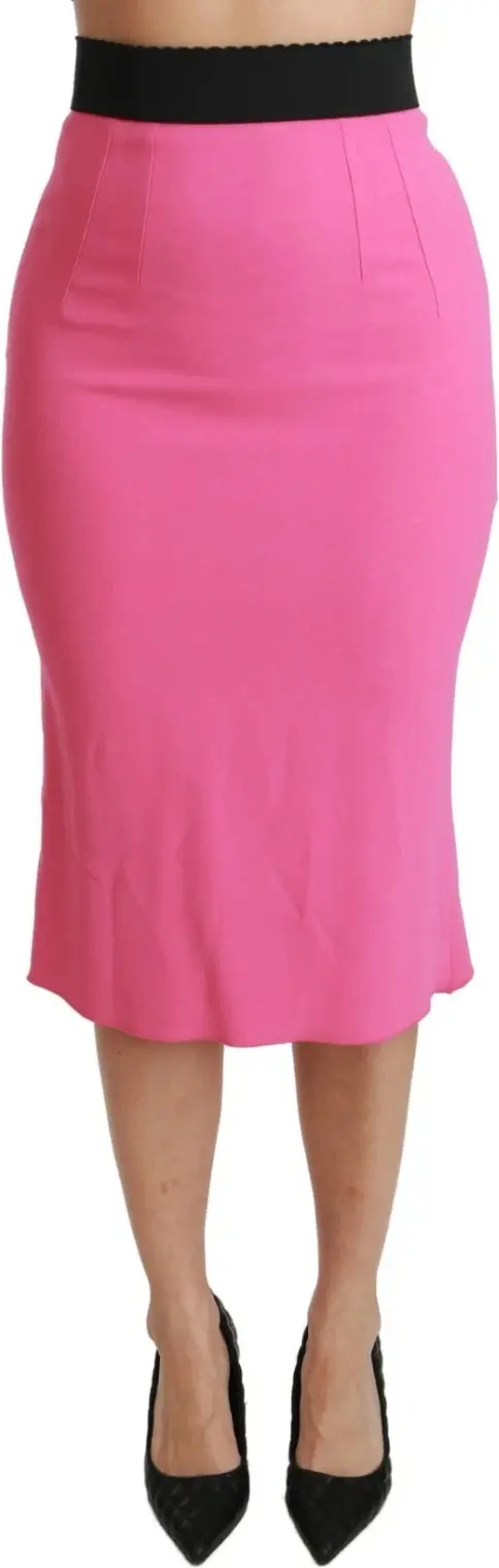Pink High Waist Pencil Cut Midi Skirt Dolce & Gabbana