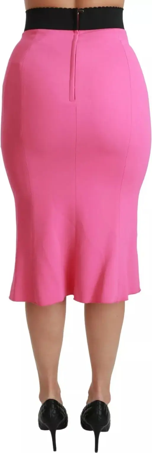 Pink High Waist Pencil Cut Midi Skirt Dolce & Gabbana