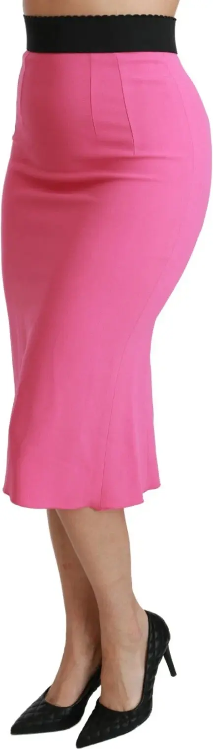Pink High Waist Pencil Cut Midi Skirt Dolce & Gabbana