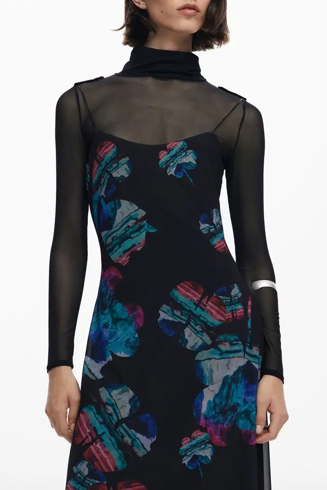 Black Polyester Women Dress