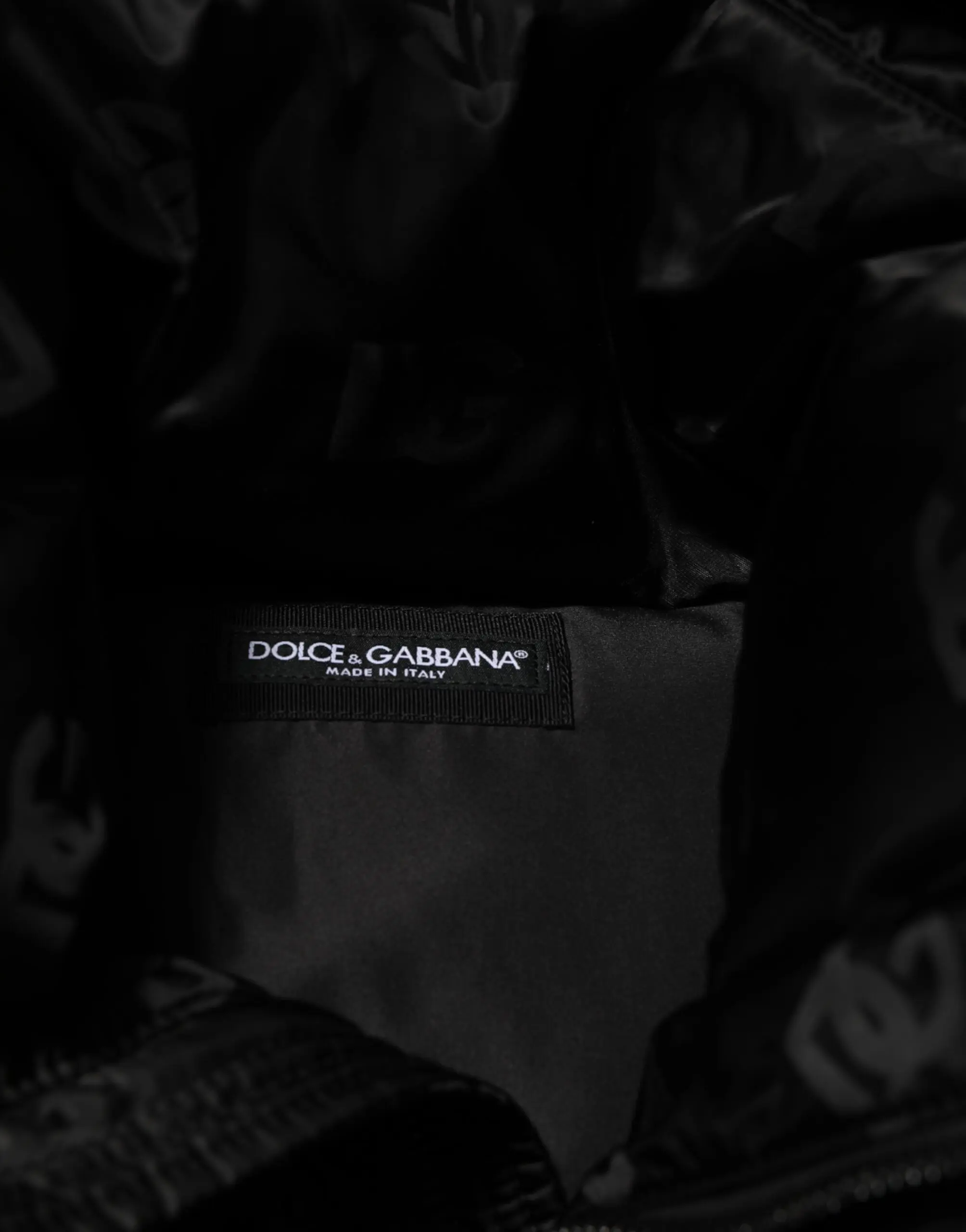 Куртка Dolce & Gabbana Black Monogram Logo Puffer Nylon Hooded Jacket