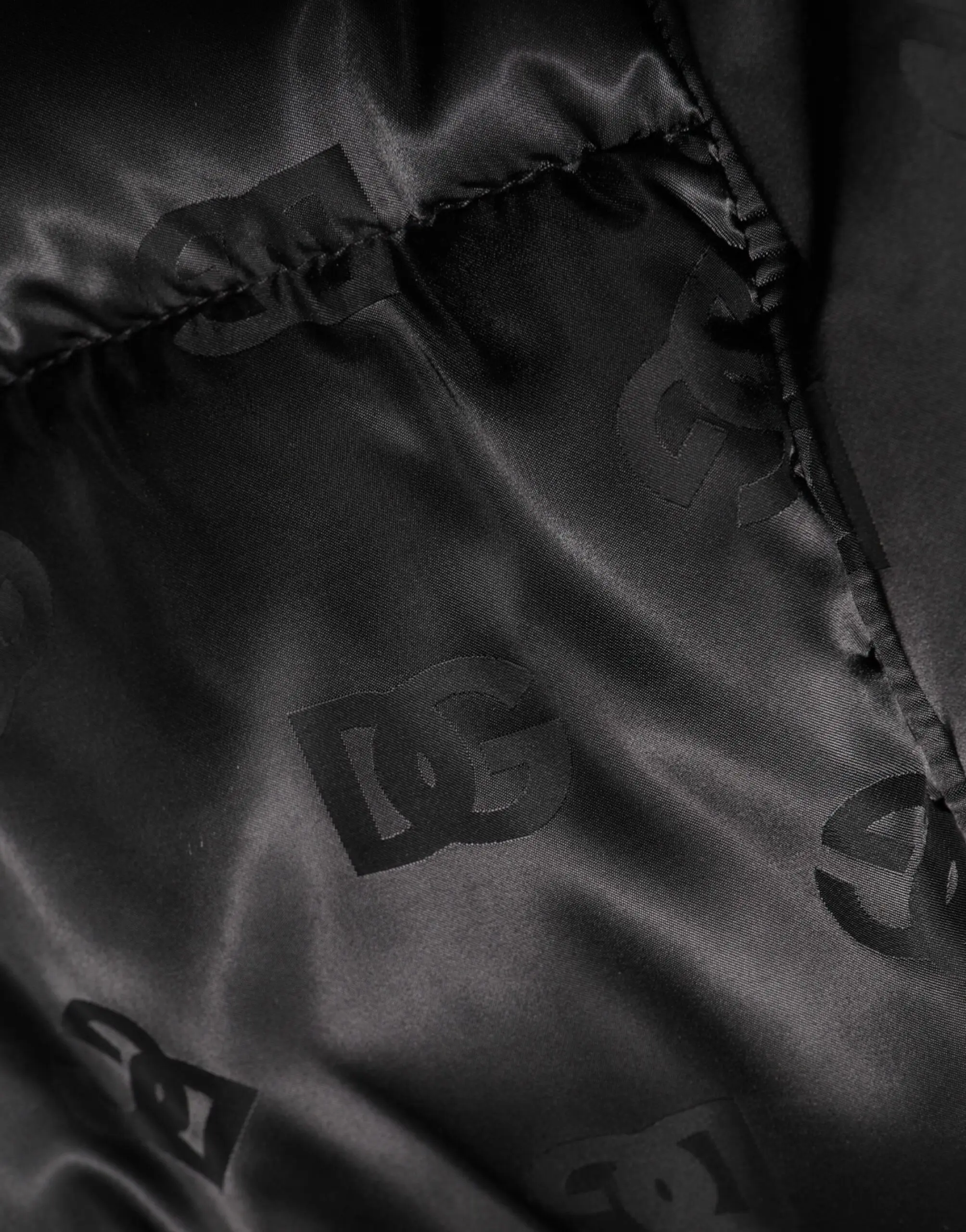 Куртка Dolce & Gabbana Black Monogram Logo Puffer Nylon Hooded Jacket