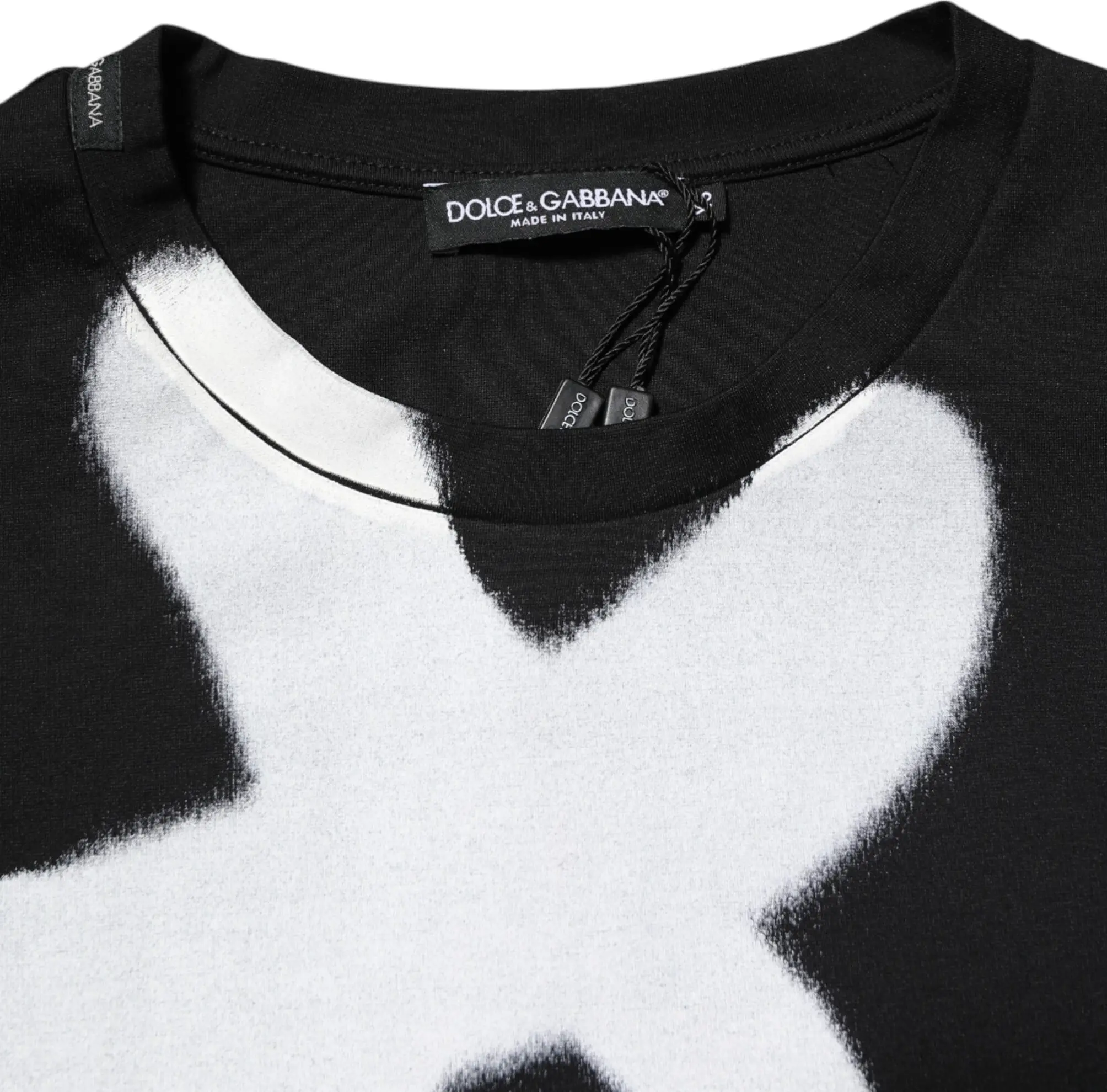 Qisqa Yengli futbolka Dolce & Gabbana Qora Paxta DG Logotipi Graffiti