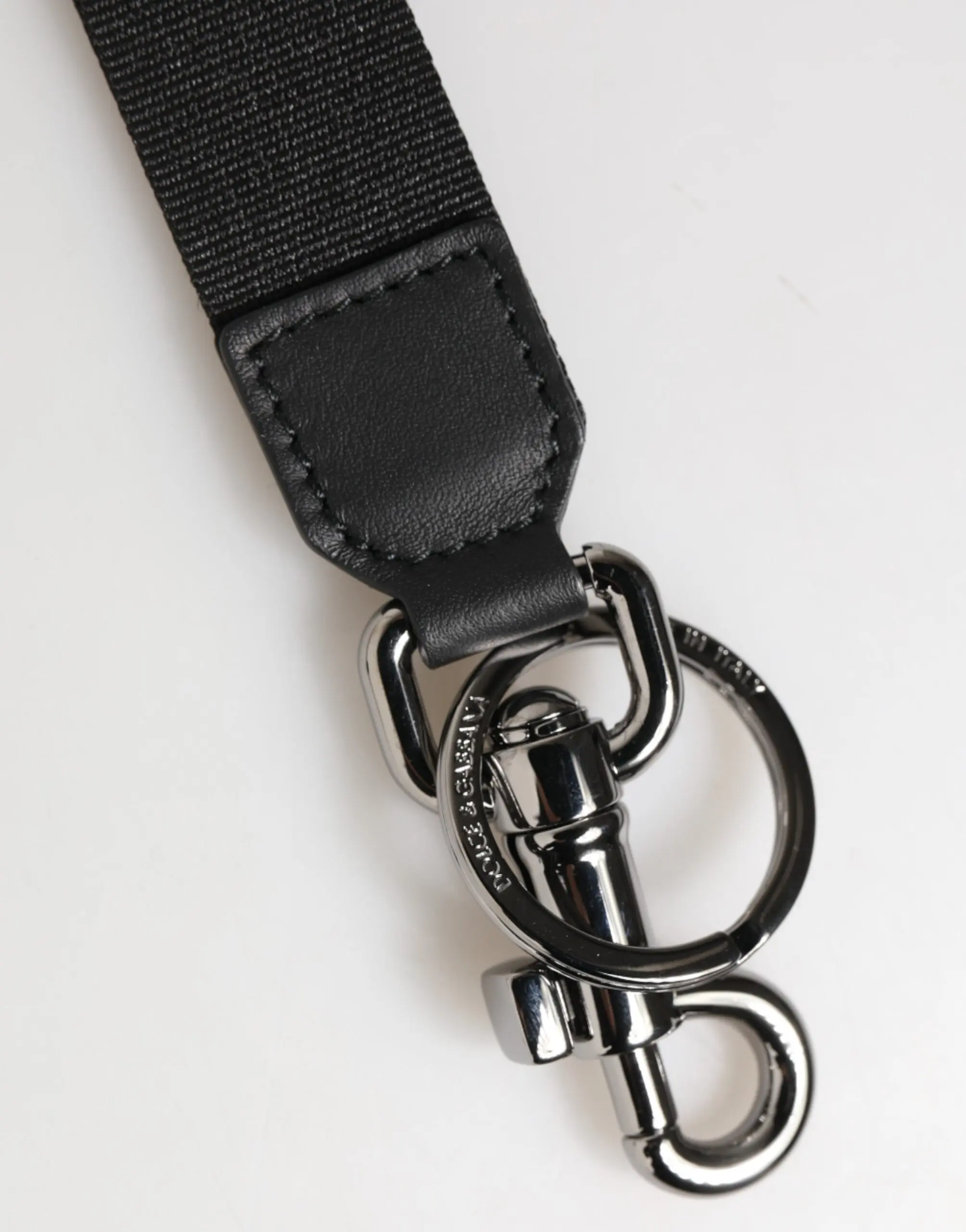 Keychain Holder Dolce & Gabbana Black Blue DG Logo Polyester Brass Holder
