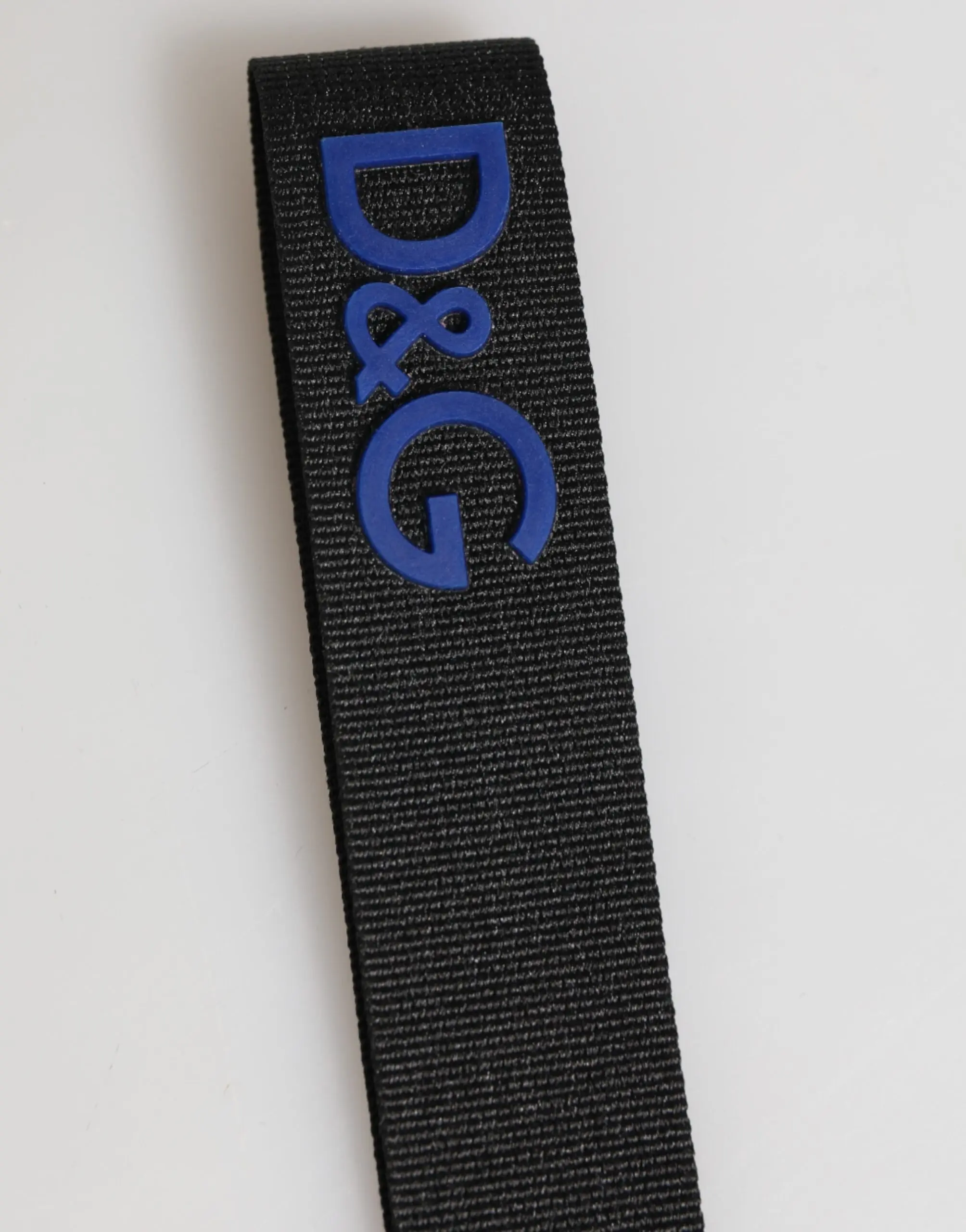 Keychain Holder Dolce & Gabbana Black Blue DG Logo Polyester Brass Holder
