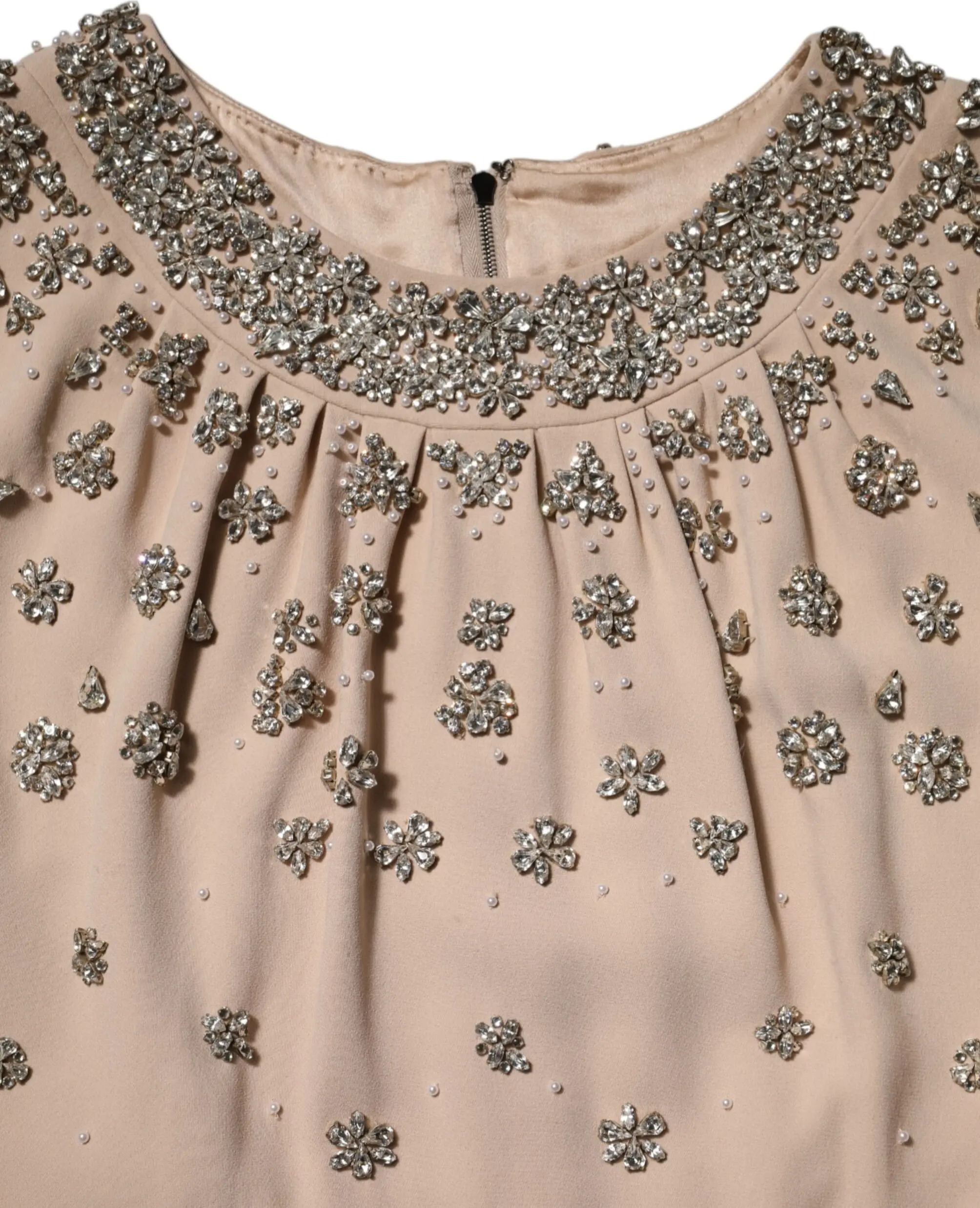 Вечернее платье Dolce & Gabbana, нюд/экрю, с бисером и кристаллами