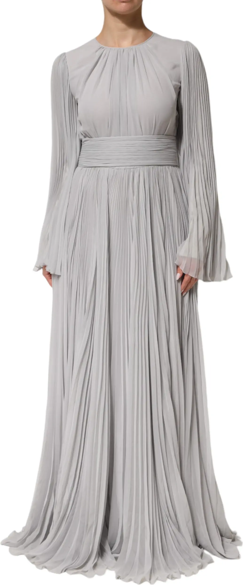 Dress Dolce & Gabbana Pleated Maxi Gown with long sleeves