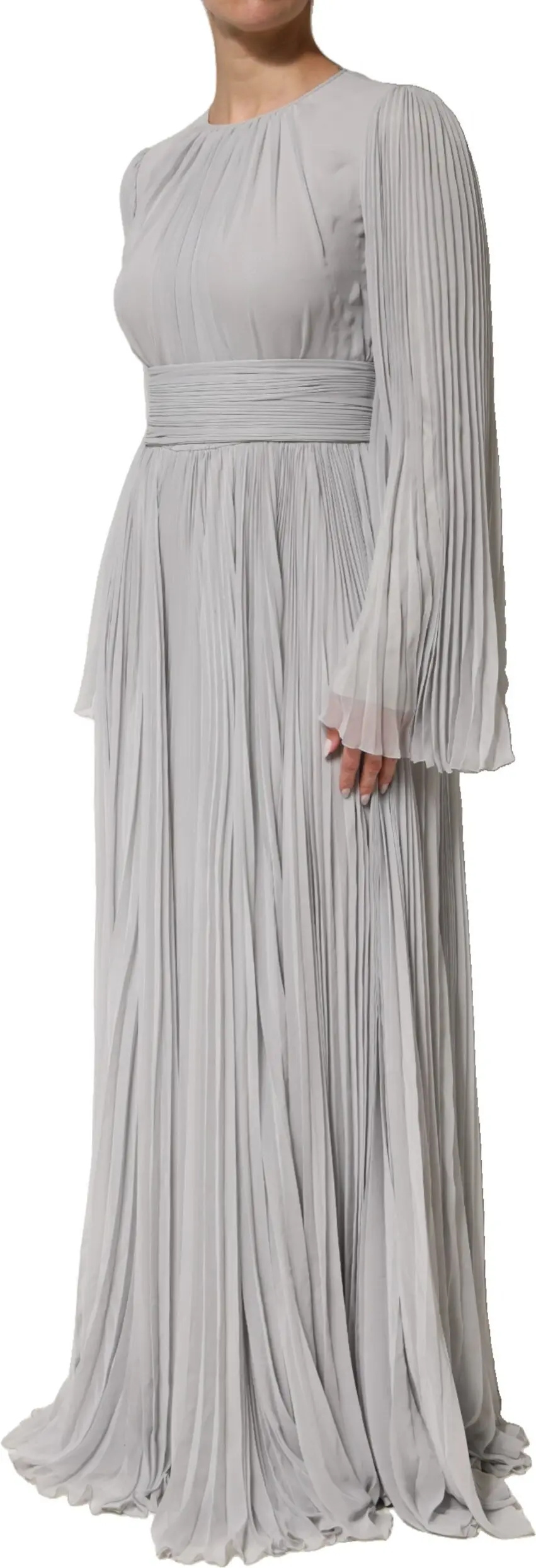 Dress Dolce & Gabbana Pleated Maxi Gown with long sleeves
