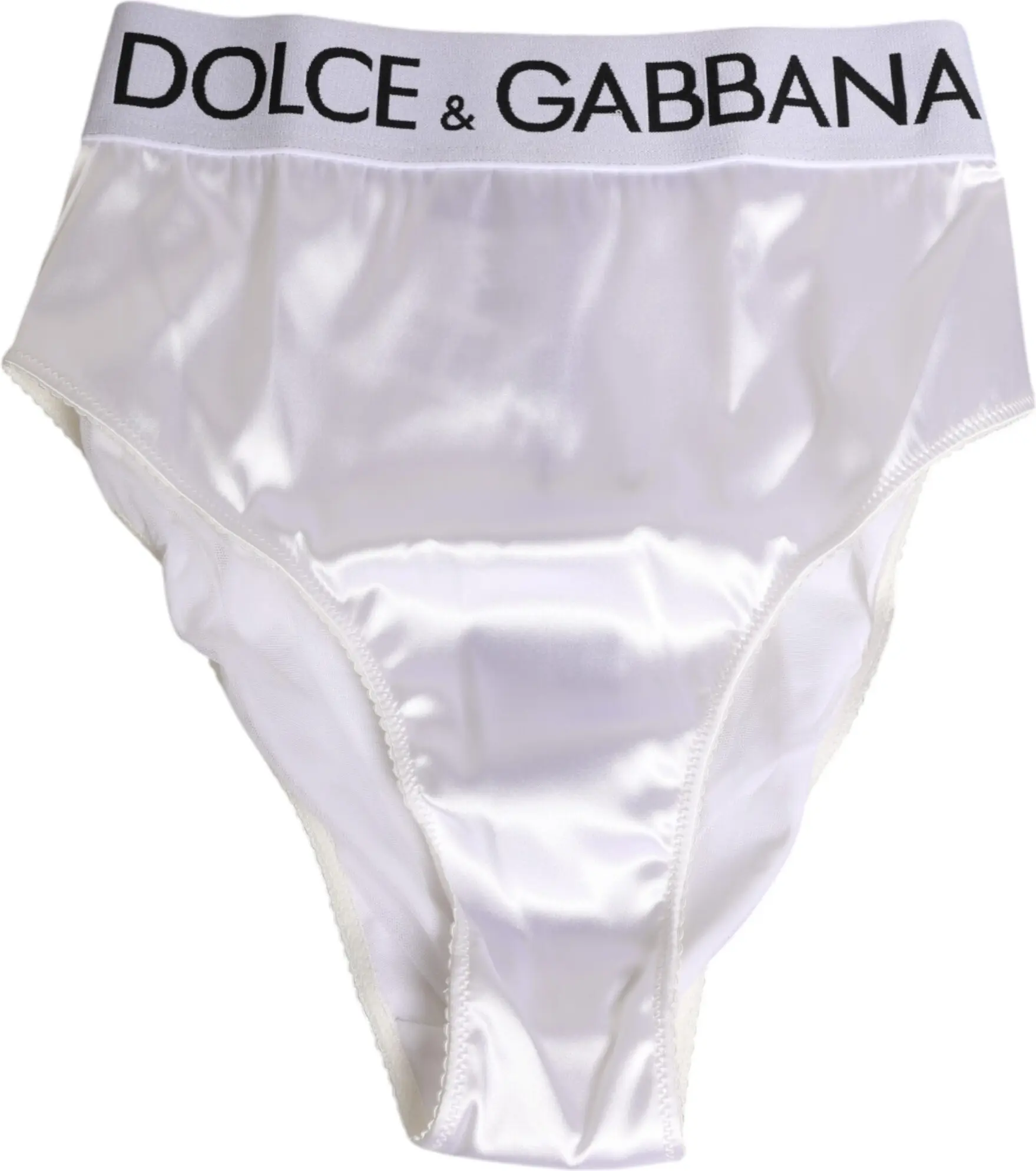 White Satin High-Waist Brief Underwear Dolce & Gabbana