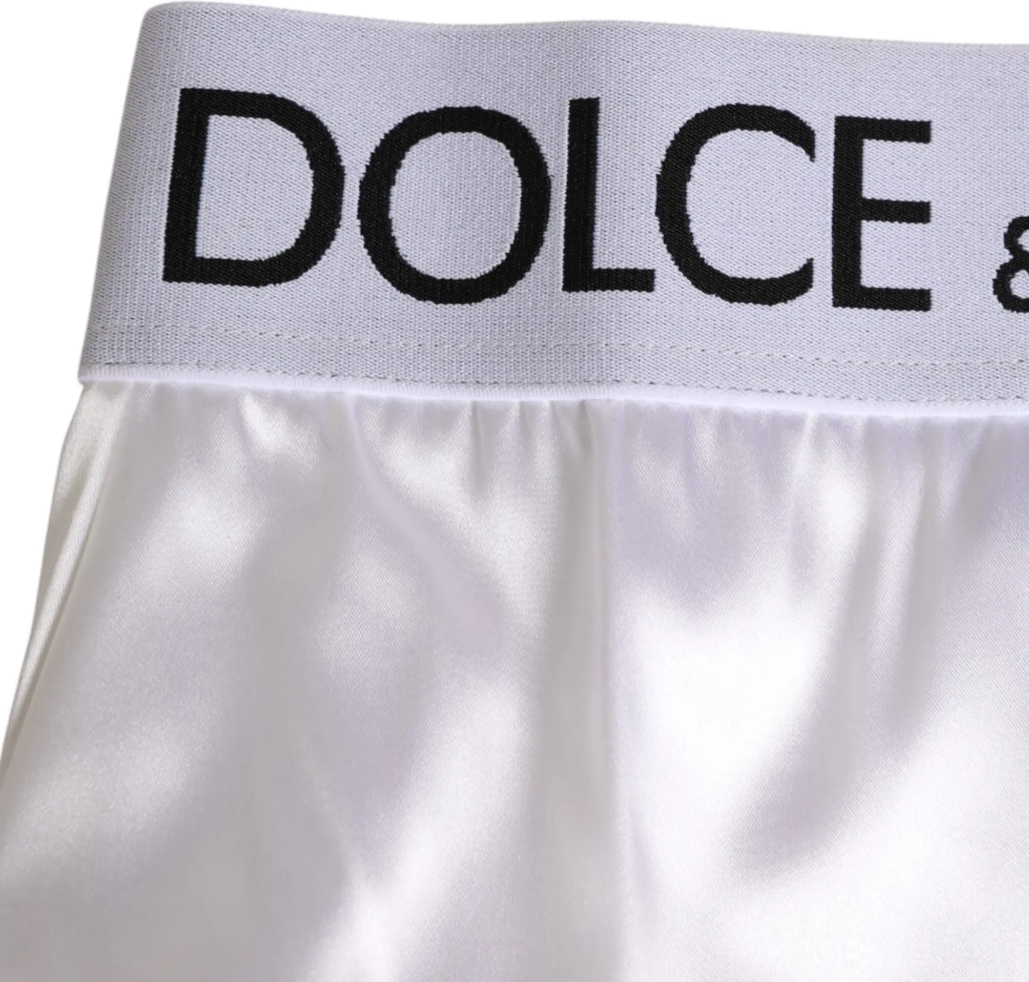 White Satin High-Waist Brief Underwear Dolce & Gabbana