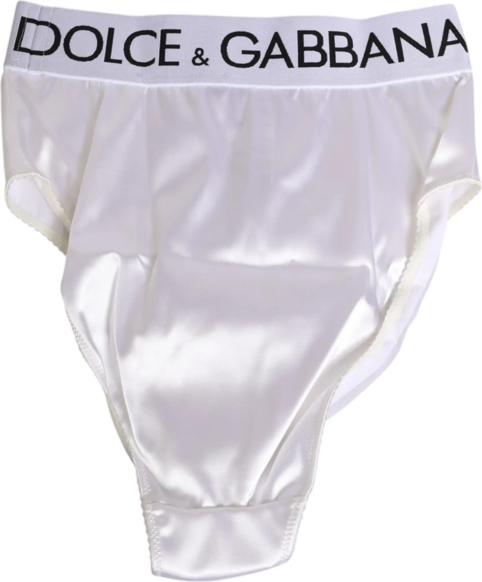 White Satin High-Waist Brief Underwear Dolce & Gabbana
