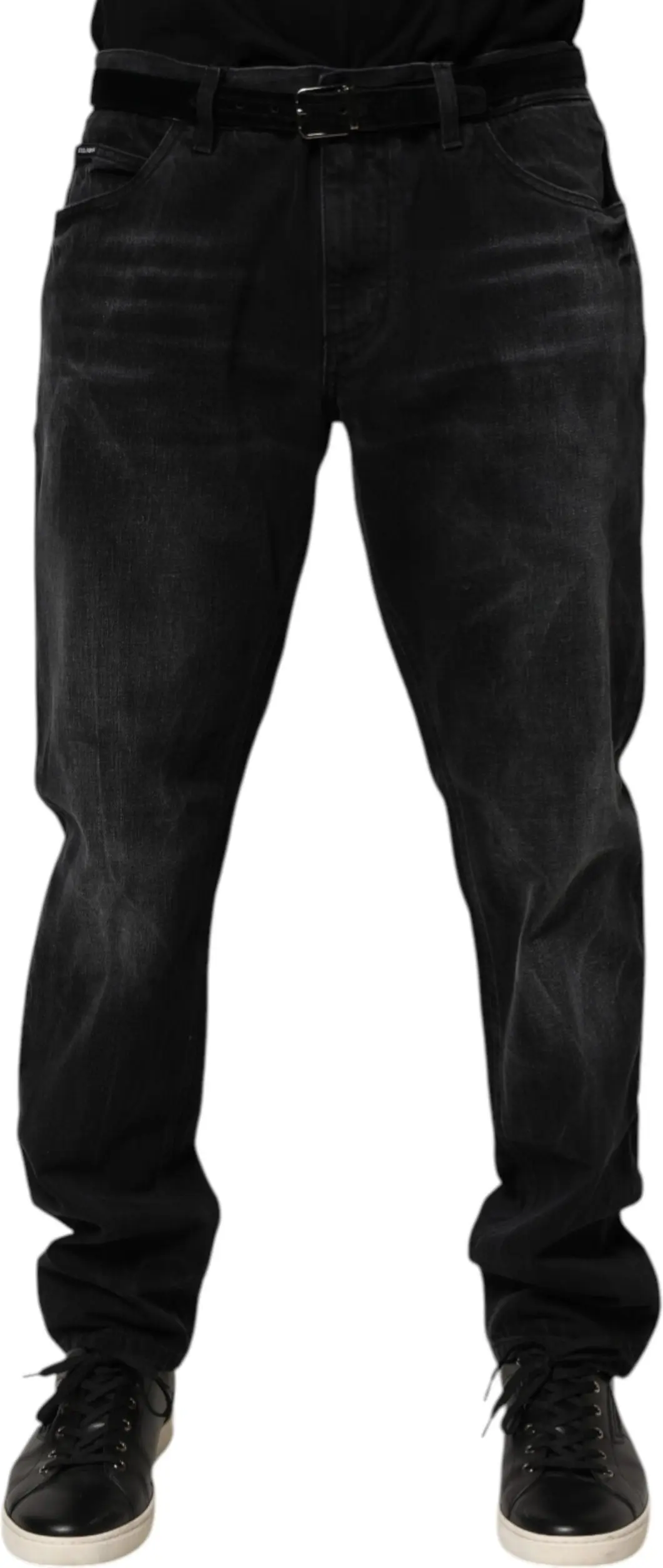 Dolce & Gabbana Qora yuvilgan paxta Skinny Erkaklar Jinsi Shimlar