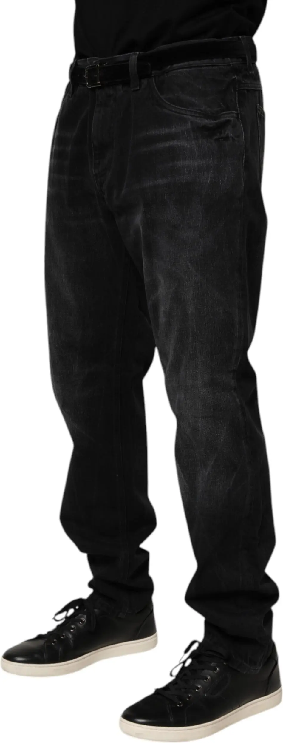 Dolce & Gabbana Qora yuvilgan paxta Skinny Erkaklar Jinsi Shimlar
